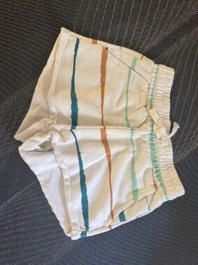 Roxy white Terry Shorts with Mint & Teal Accent